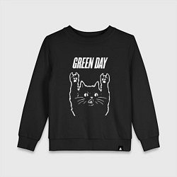 Свитшот хлопковый детский Green Day Рок кот, цвет: черный