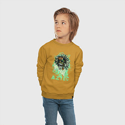 Свитшот хлопковый детский Череп ацтек, цвет: горчичный — фото 2