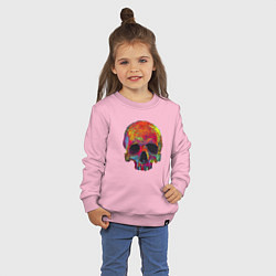 Свитшот хлопковый детский Cool color skull, цвет: светло-розовый — фото 2