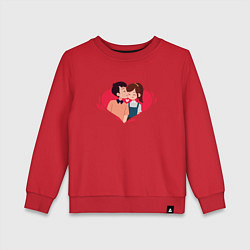 Свитшот хлопковый детский Целующаяся Пара Сердца, цвет: красный