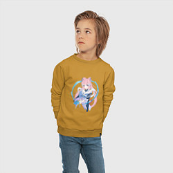 Свитшот хлопковый детский Портрет Кокоми, цвет: горчичный — фото 2