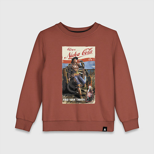 Детский свитшот Nuka Cola - raid your first! / Кирпичный – фото 1