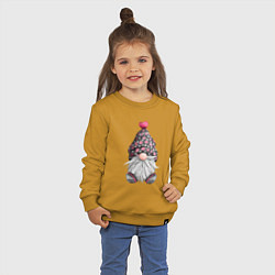 Свитшот хлопковый детский Усатый гномик, цвет: горчичный — фото 2