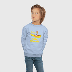 Свитшот хлопковый детский On a Yellow Submarine, цвет: мягкое небо — фото 2