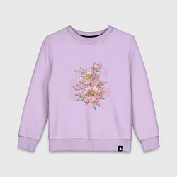 Свитшот хлопковый детский Нежные розовые цветы, цвет: лаванда