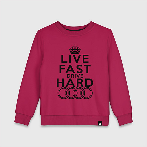 Детский свитшот AUDI LIVE FAST, DRIVE HARD АУДИ / Маджента – фото 1