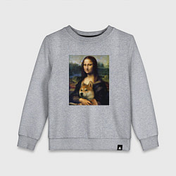 Свитшот хлопковый детский Shiba Inu Mona Lisa, цвет: меланж