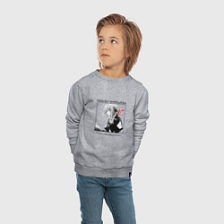 Свитшот хлопковый детский Вайолет Эвергарден в квадрате с иероглифами, цвет: меланж — фото 2