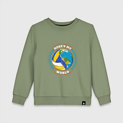 Свитшот хлопковый детский World - Volleyball, цвет: авокадо