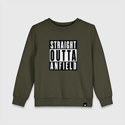 Свитшот хлопковый детский Liverpool Straight Outta Anfield Ливерпуль, цвет: хаки