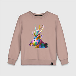 Свитшот хлопковый детский Цветной олень Colored Deer, цвет: пыльно-розовый