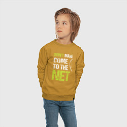 Свитшот хлопковый детский Dont make come to the net теннисная шутка, цвет: горчичный — фото 2