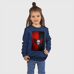 Свитшот хлопковый детский Череп Клоуна на красно-черном фоне, цвет: тёмно-синий — фото 2