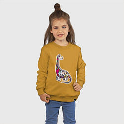 Свитшот хлопковый детский Разноцветный скелет динозавра, цвет: горчичный — фото 2