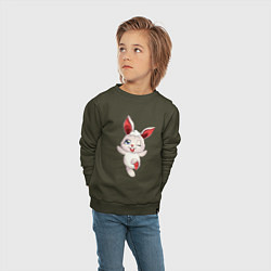 Свитшот хлопковый детский Шустрый зайчишка, цвет: хаки — фото 2