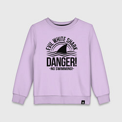 Свитшот хлопковый детский Danger No swiming Evil White Shark, цвет: лаванда