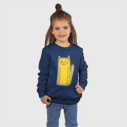 Свитшот хлопковый детский Длинный желтый кот, цвет: тёмно-синий — фото 2