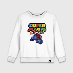 Свитшот хлопковый детский Марио и Луиджи гонщики Super Mario, цвет: белый