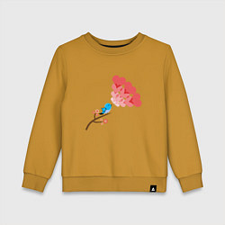 Свитшот хлопковый детский Птичка поет о любви, цвет: горчичный