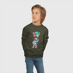 Свитшот хлопковый детский Космонавт с шариками, цвет: хаки — фото 2