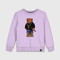 Свитшот хлопковый детский Gangsta bear Крутой мишка, цвет: лаванда