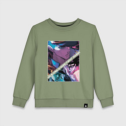 Свитшот хлопковый детский Джотаро Куджо из ДжоДжо, цвет: авокадо