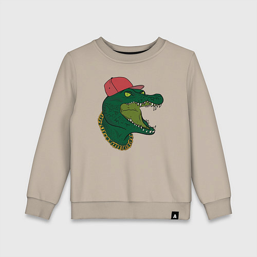 Детский свитшот Крокодил рэпер / Миндальный – фото 1