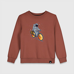 Свитшот хлопковый детский Космонавт на велосипеде, цвет: кирпичный