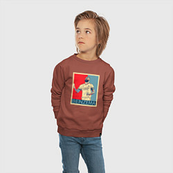 Свитшот хлопковый детский Benzema Obey, цвет: кирпичный — фото 2