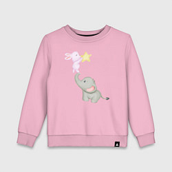 Свитшот хлопковый детский Милый Слонёнок и Кролик Играют Со Звездой, цвет: светло-розовый
