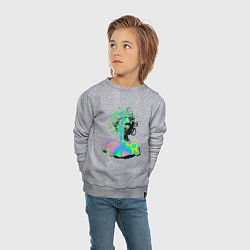 Свитшот хлопковый детский Gorgon Medusa Vaporwave Neon, цвет: меланж — фото 2