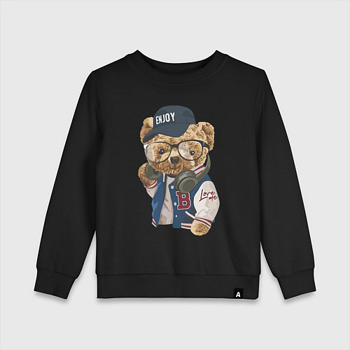 Детский свитшот Прикольный мишутка Enjoy / Черный – фото 1