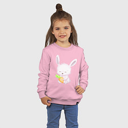 Свитшот хлопковый детский Милый Крольчонок С Морковкой, цвет: светло-розовый — фото 2