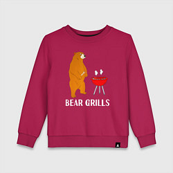 Свитшот хлопковый детский Bear Grills Беар Гриллс, цвет: маджента