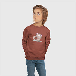 Свитшот хлопковый детский Кот коричневый добрый, цвет: кирпичный — фото 2