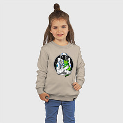 Свитшот хлопковый детский Космонавт с инопланетным котом, цвет: миндальный — фото 2