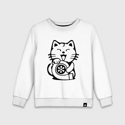 Свитшот хлопковый детский JDM Cat & Engine Japan, цвет: белый