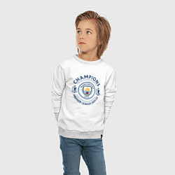 Свитшот хлопковый детский Manchester City Champions 20212022, цвет: белый — фото 2