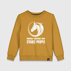 Свитшот хлопковый детский Любители лошадей стойкие люди, цвет: горчичный