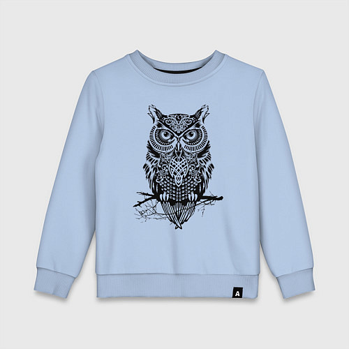 Детский свитшот Черная сова в узорах / Мягкое небо – фото 1