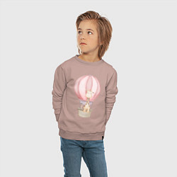 Свитшот хлопковый детский Милый Жирафик Взлетает На Воздушном Шаре, цвет: пыльно-розовый — фото 2