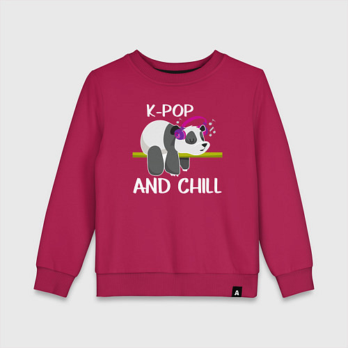 Детский свитшот Панда на кей попе и расслабоне / Маджента – фото 1
