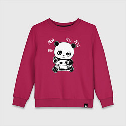 Свитшот хлопковый детский Панда геймер, цвет: маджента