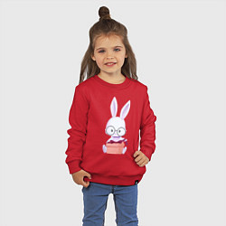 Свитшот хлопковый детский Милый Крольчонок В Очках С Подарком, цвет: красный — фото 2