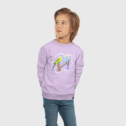Свитшот хлопковый детский Волнистыи попугай Птицы, цвет: лаванда — фото 2