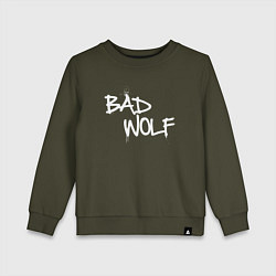 Свитшот хлопковый детский Bad Wolf злой волк, цвет: хаки