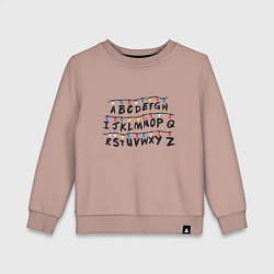 Свитшот хлопковый детский STRANGER THINGS ALPHABET, цвет: пыльно-розовый