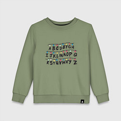 Свитшот хлопковый детский STRANGER THINGS ALPHABET, цвет: авокадо