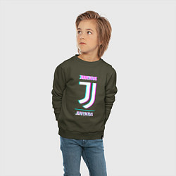 Свитшот хлопковый детский Juventus FC в стиле Glitch, цвет: хаки — фото 2