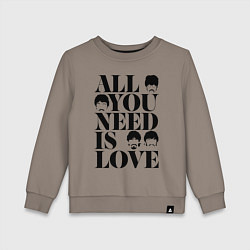 Свитшот хлопковый детский ALL YOU NEED IS LOVE THE BEATLES, цвет: утренний латте